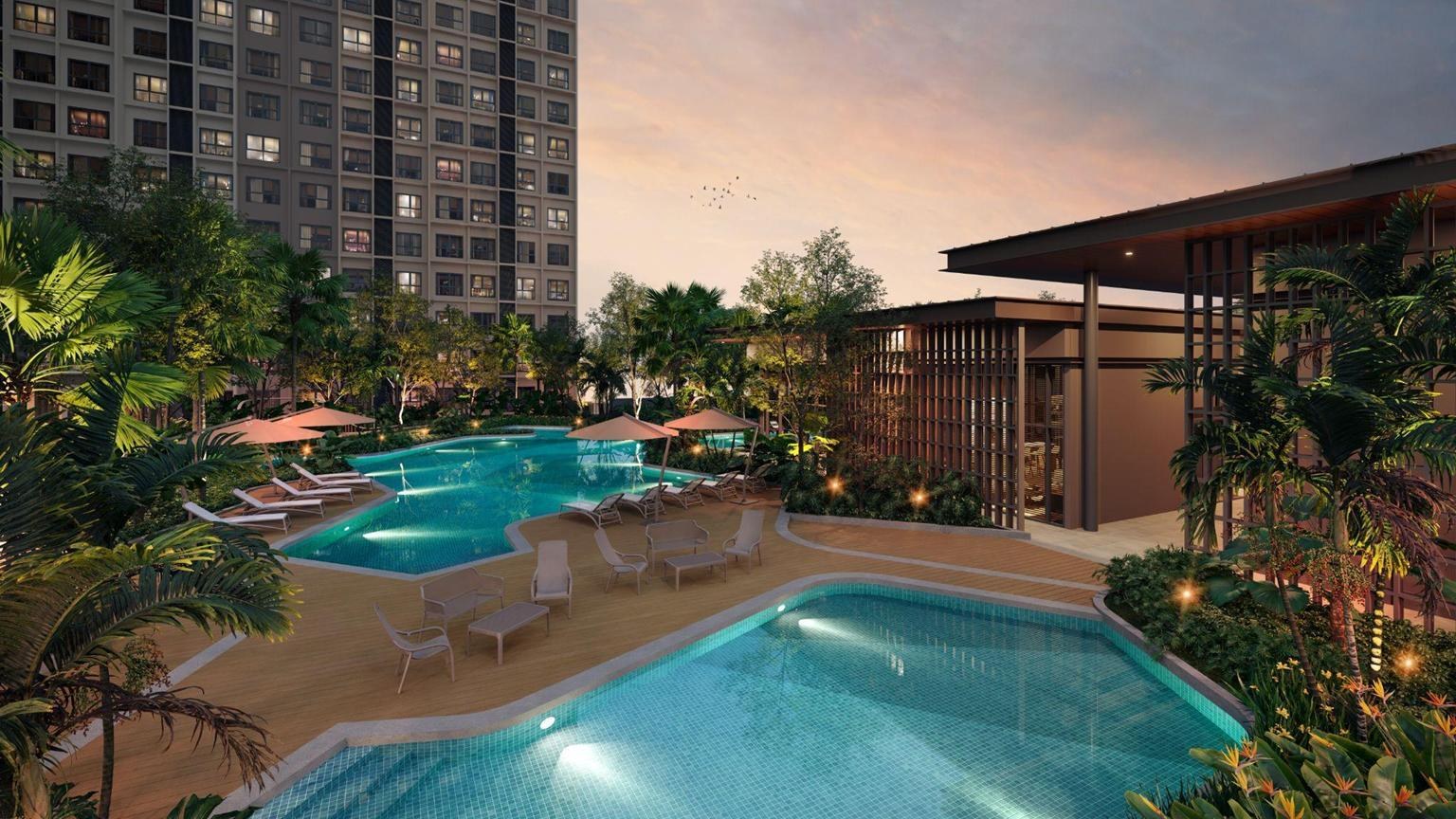 Artist impression of resort pool deck