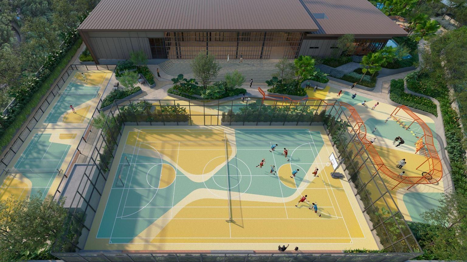 Artist impression of courts and outdoor facilities